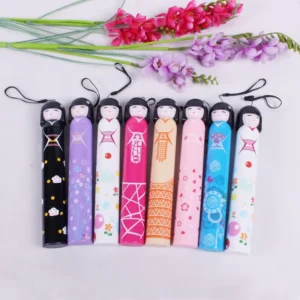DD1428 Portable Custom Logo 3-Fold Manual Bottle Umbrella Pencil Umbrella Japanese Girl Moppet Style