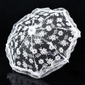 DD1511 Romantic Bridal Photo Props Costume Dance Decoration Umbrella Embroidery Flower Wedding White Lace Parasol
