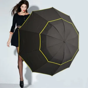 DD1686 Automatic Open Extra Large Golf Umbrella Windproof Double Canopy Vented Stick Umbrella