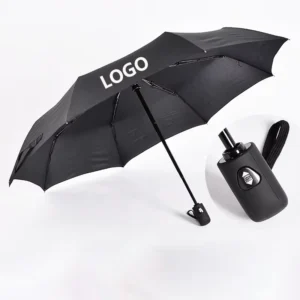 DD2173 Custom Logo Black Automatic 3-Fold 8K Windproof Golf Umbrella