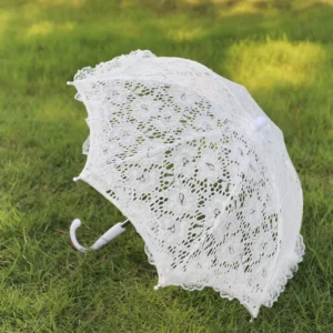 DD3463 White Lace Hollow Flower Umbrella for Wedding Bride Dance Performance and Decoration