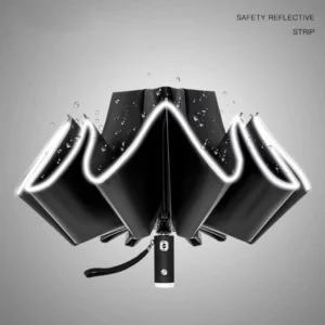 DD3512 10 Ribs FLASHLIGHT Full Automatic Umbrellas Reverse Inverted Reflective Lighting Umbrellas 3 Fold Umbrella With LED