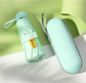 DD3549 Lightweight Mini UV Protection Travel Umbrellas With Zipper Box 5 Fold Phone Purse Compact Sun Capsule Umbrella