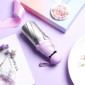 DD3731 Summer Mini Umbrella Titanium Silver Coated Parasol 5 Fold Rainy Sun Women Anti UV Pocket Umbrellas