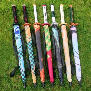 Anime Samurai Creative Long Handle Umbrella with Knife and Ghost Extermination Blade Sunny Parasol for Kids 5 7 Years