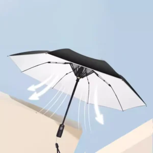 DD4123 Folded UV Smart Umbrella with Built-In Fan, Batteries, and Charger for Travel