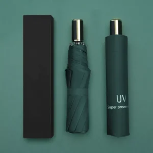 DD4264 Custom White Rain 3 Fold Umbrella with Gift Box Windproof Portable UV Automatic Umbrella with Logo