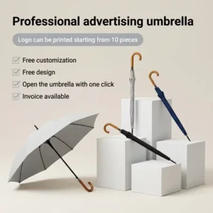 Dark Blue Large Manual-Opening Straight Golf Umbrella for Rain