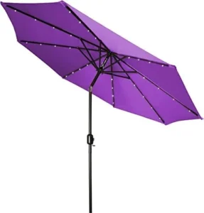Deluxe Solar Powered LED Lighted Patio Umbrella