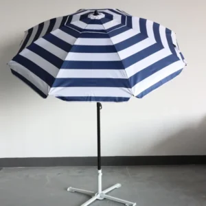 Design UV Protection Blue White Striped Beach Parasol for Island Vacation