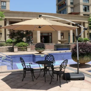 Design Weather Resistant Polyester Metal Banana Umbrella Resort Balcony Lawn Residence Pool Parasol Sombrilla