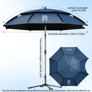 Detachable Adjustable Fishing Umbrella for Camping Sun and Rain Protection