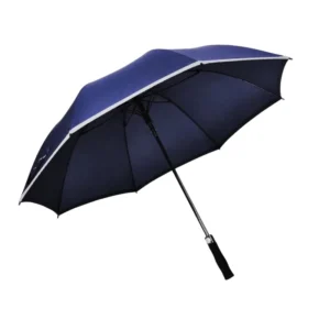 Dia 130cm Large Size Navy Blue China Golf Umbrella with Light Reflective Edge for Sale