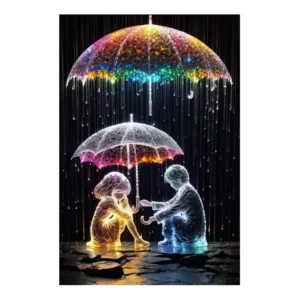 Diamond Painting Hold an Umbrella in the Rain, DIY Bedroom Wall Decor, ASF3037