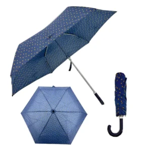 Digital-Print PU Leather J-Handle Umbrella, Custom Logo, Compact Travel Rain Sunshade, Business Promotional