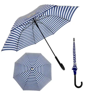 Digital Print Striped Octagonal 8-panel Metal Frame J-handle Straight Umbrella