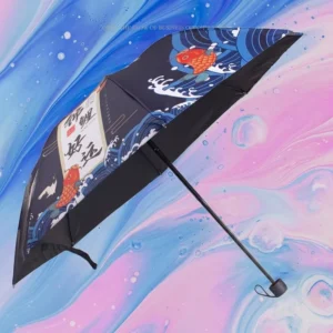 Digital Printed Pattern Heat transfer Colored Advertising Umbrella Black Glue 3 Fold National Trend Carp Umbrella