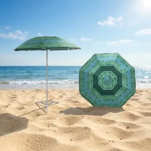 Digital Printing 210T Polyester Outdoor Beach Umbrella, 140cm Diameter, UV Protection, Sun and Rain Resistant