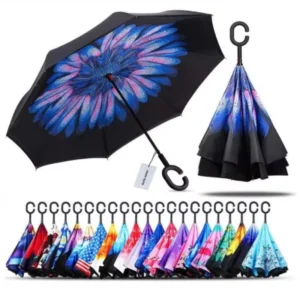 Digital Printing Custom Logo Factory Advertising Car Umbrella Rainproof Business C Handle Reverse Straight Umbrella
