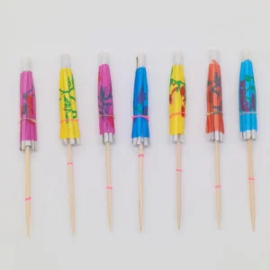 Disposable Eco friendly Umbrella Picks 10cm Party Stick Colored for Picnic and Wedding