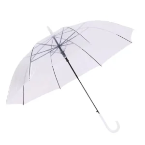Disposable Long-Handled Automatic PVC Transparent Umbrella with Printed Logo