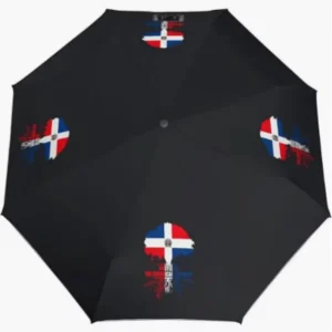 Dominican Republic Rainproof Sunproof Umbrella National Flag Emblem Pattern Print Fully Automatic Umbrella