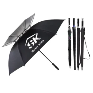 Double-Canopy Automatic Folding Umbrella with UV Protection and Pongee Fabric