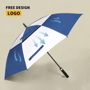 Double Canopy Golf Umbrella with Logo Printing Long Handle Three-Person Oversized Automatic