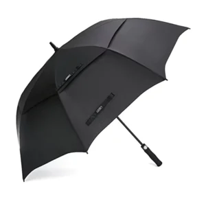 Double Canopy Vented Classic Straight Pongee Business Umbrella with Semi-Automatic Opening, Stormproof