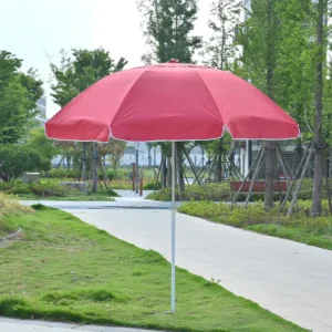 Double-Canopy Ventilated 140cm Sun Umbrella with Silver Coating UV Protection Windproof Waterproof Outdoor Beach Patio Garden