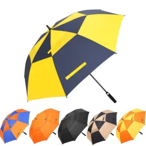 Double-Canopy Windproof Straight Custom Logo Golf Umbrella