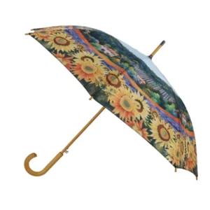 Double Canopy Wooden Umbrella Customizable Straight Umbrella for Camping
