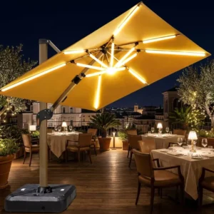 Double Diagonal Pull Rod Solar USB Power Bank Aluminum Alloy Stand Heavy Duty Outdoor Umbrella