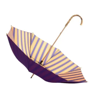 Double-Layer Black Straight Umbrella, Windproof, Semi-Automatic, Bamboo Shaft