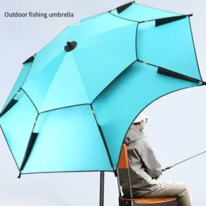 Double Layer Black Vinyl Angling Umbrella Windproof and Rainproof Sunshade Thickened for Fishing