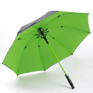 Double Layer Colorful Eco-Friendly Fiberglass Rib Semi-Automatic Straight Open Golf Umbrella for Outdoor Use