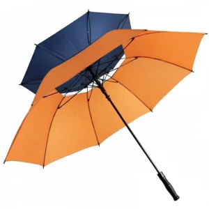 Double Layer Golf Umbrella Windproof Waterproof Air Vented Fiberglass Frame Large