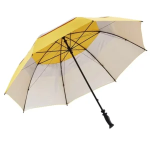 Double-Layer Golf Umbrella with Coated Silver Fabric, Strong Windproof Design, and Custom Logo