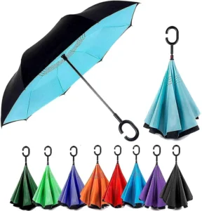 Double-Layer Handle Reverse Umbrella for Women, Windproof Standing Type Umbrella