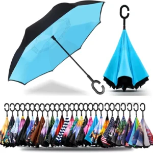 Double-Layer Inside-Out Reverse Umbrella with C-Shaped Handle