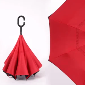 Double-Layer Inverted Reverse Straight Umbrella with C-Shaped Handle, Anti-UV Waterproof, Customized Logo