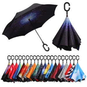 Double-Layer Inverted Reverse Windproof Automatic Straight Umbrella for Car
