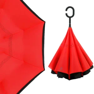 Double Layer Inverted Umbrella C-Shaped Handle Hands-Free Reverse Folding Umbrella Large Windproof Business Gift