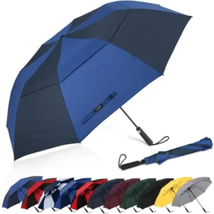 Double Layer Large Vented Windproof Foldable Golf Umbrella Automatic 2-Fold Storm Umbrella