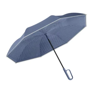 Double-Layer Manual Ring Buckle Steel and Plastic Car Reverse Umbrella for Women with Long Handle