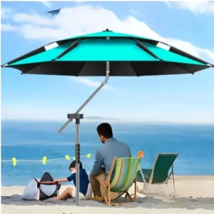 Double Layer Polyester Fishing Beach Umbrella Waterproof Sunshade 2.0 2.6M European Design Silk Screen Printed Logo Outdoor