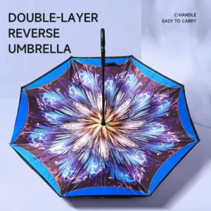 Double-Layer Reverse Black-Coating Manual C-Shaped Handle Umbrella