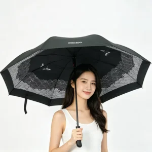 Double-Layer Semi-Automatic Waterproof Windproof Fiberglass Reverse Stick Hands-Free Custom Umbrella With Logo