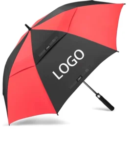 Double Layer Vented Extra Large Windproof Straight Golf Umbrella 130cm Auto Open Red Custom Logo