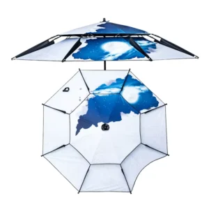 Double Layer Windproof Outdoor Fishing Umbrella Manual Opening Steel Frame Plastic Handle